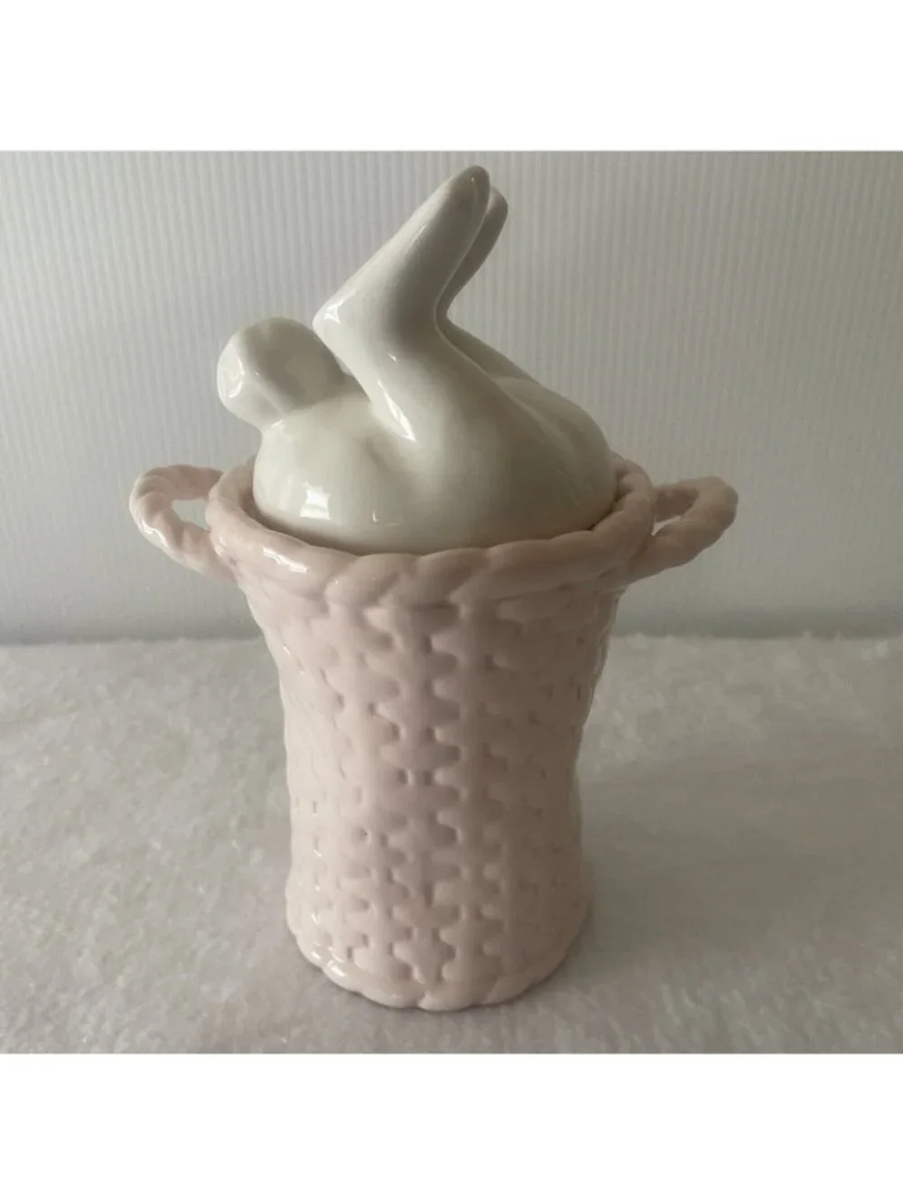 Rae Dunn Bunny Buns SPRING Basket Canister Bunny Tail Lid Magenta 2022 Easter